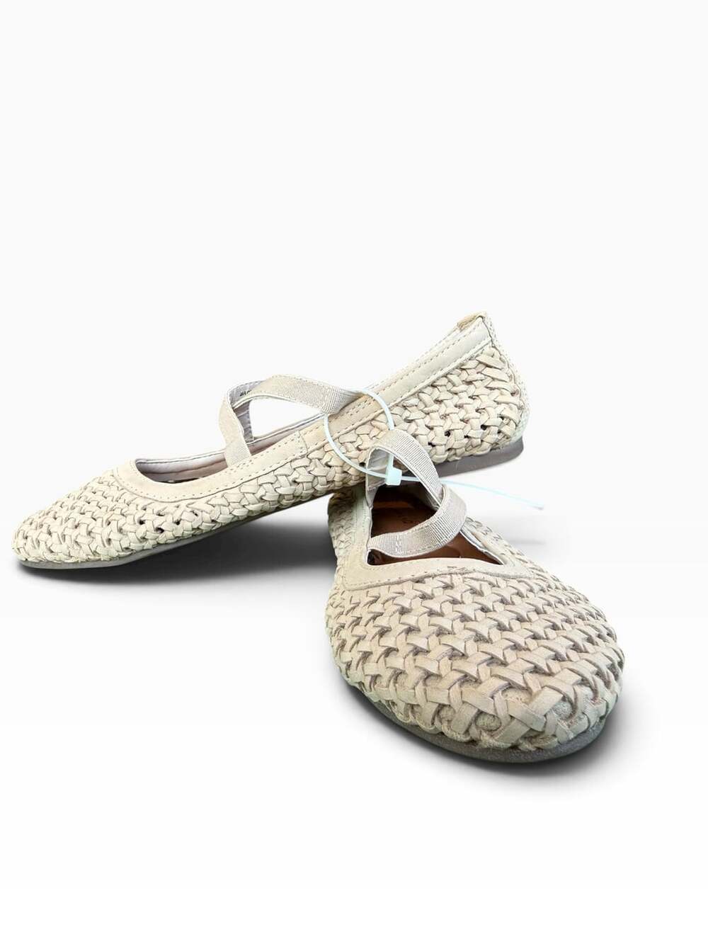Lucky Brand Icabus Woven Leather Ballet Flats Size 6 Smoke Grey NWT